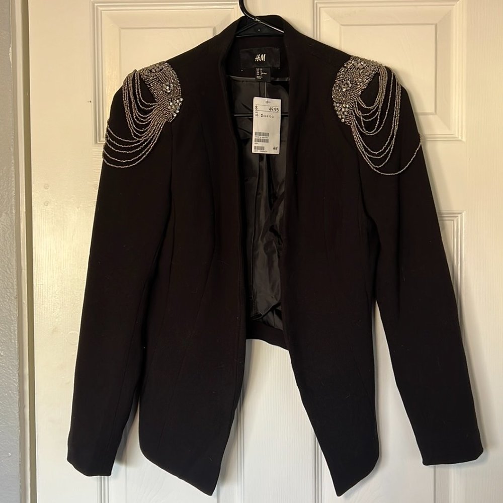 H&M beaded shoulder blazer size 2